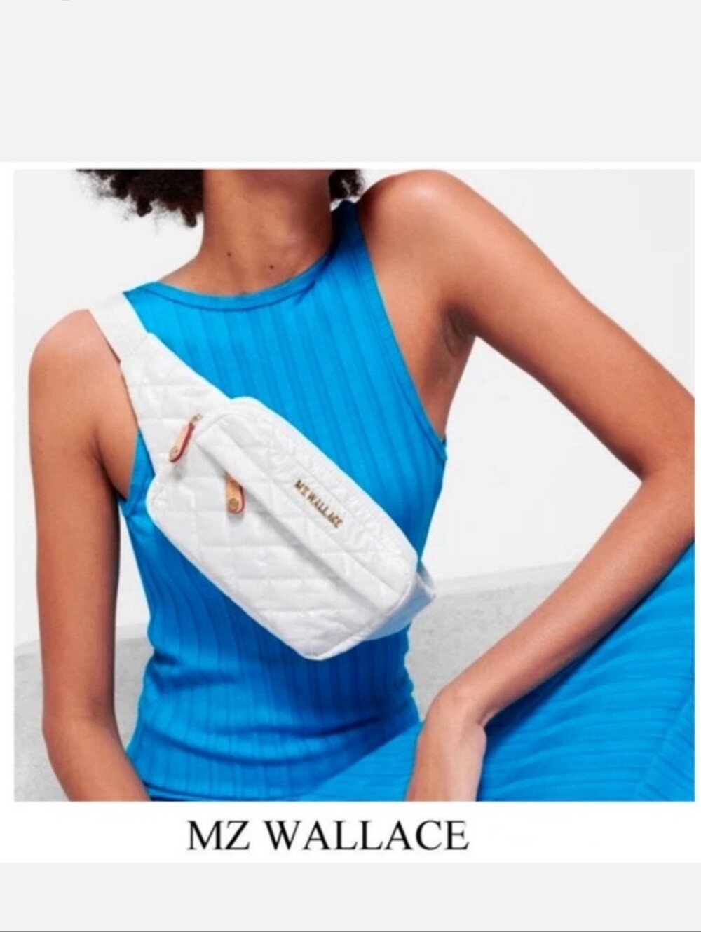 MZ Wallace White Quilted Belt Bag Supergoop Collaberation